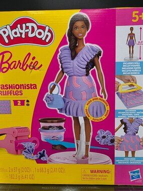 Play-Doh Barbie Fashionista Ruffles Doll & Playset With Accessories For Kids 5+